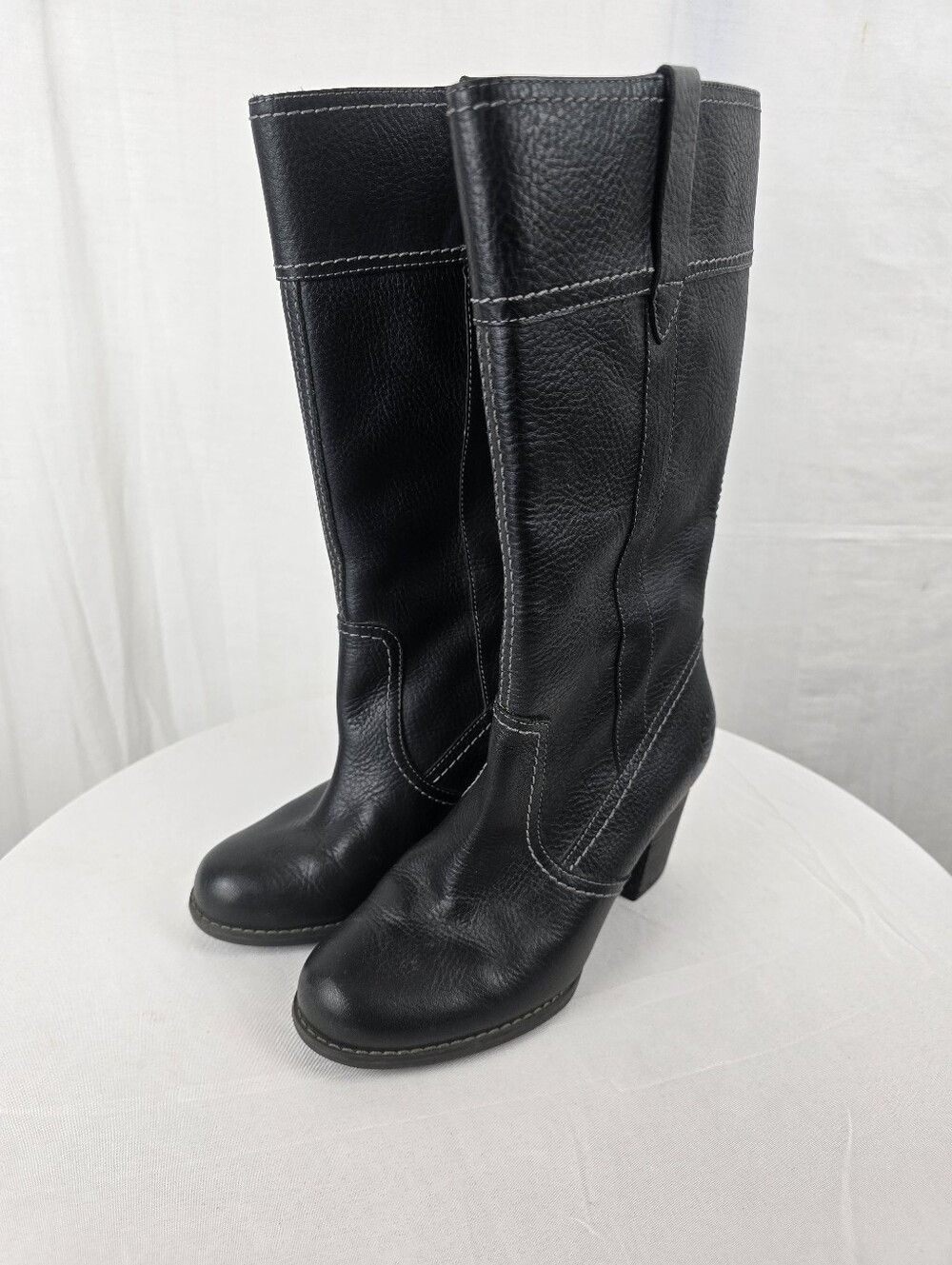Timberland Black Leather Knee Boots Sz 5.5
